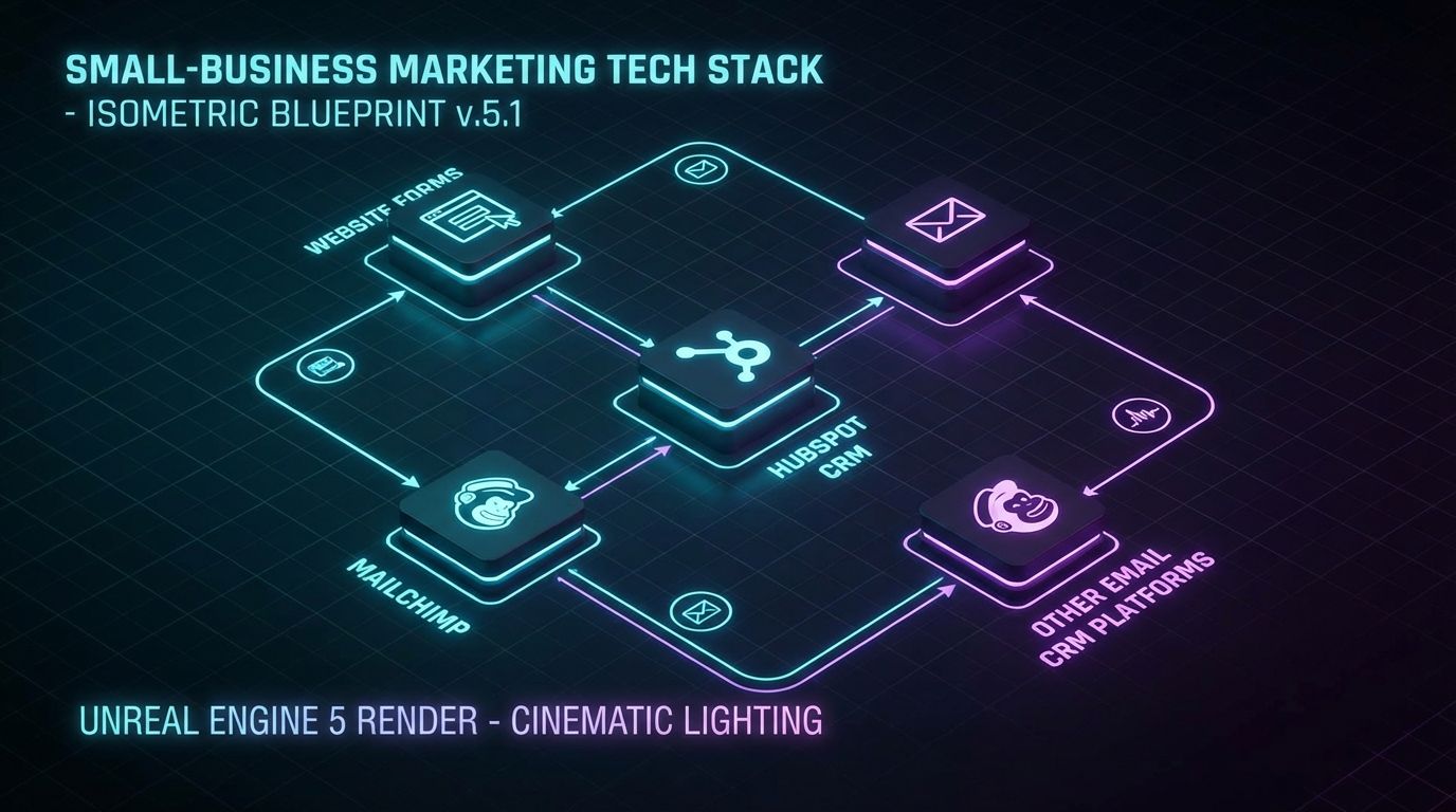 Futuristic tech stack blueprint