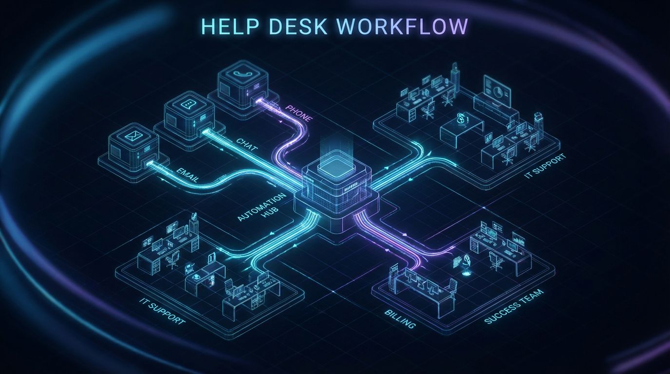 Futuristic help desk blueprint