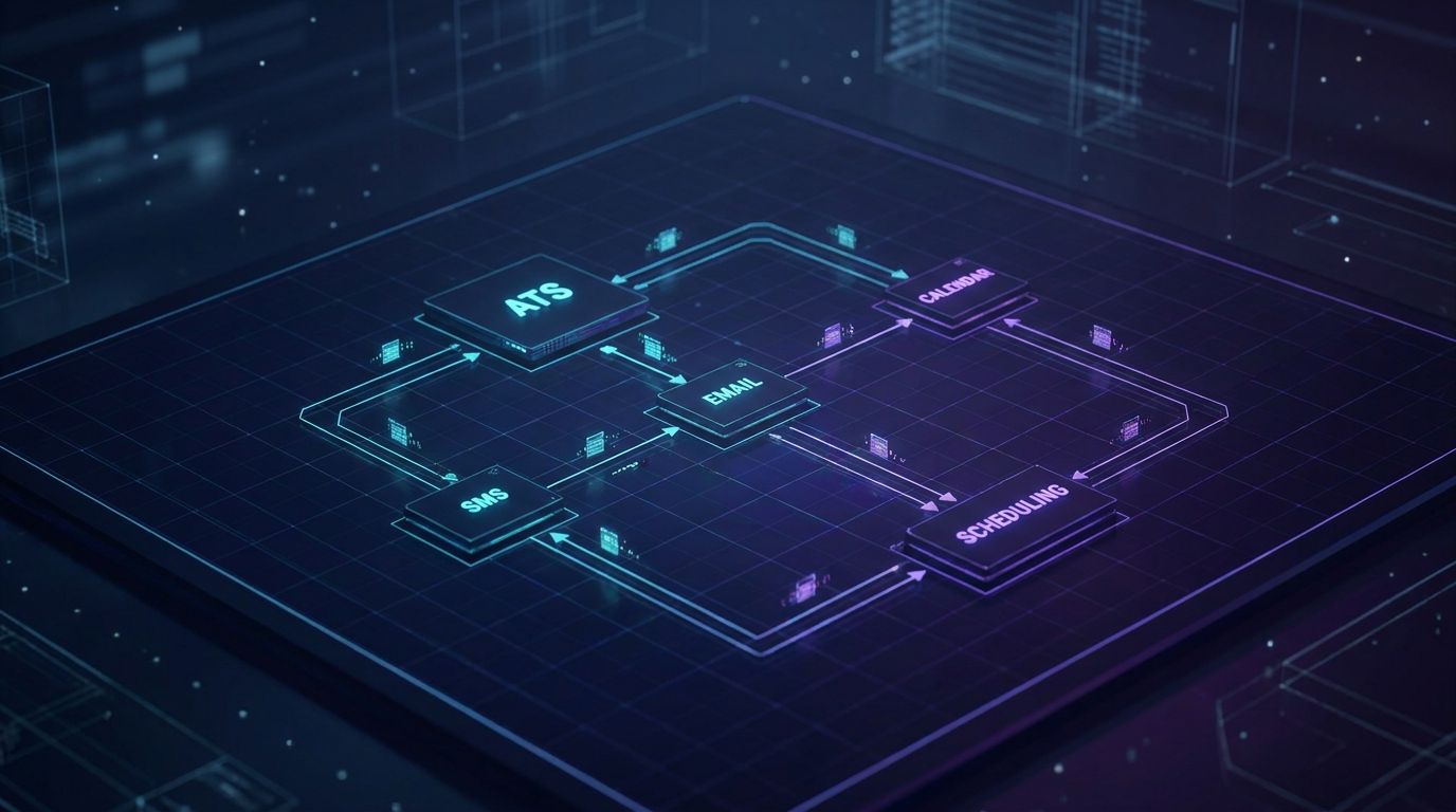 Futuristic HR tech blueprint